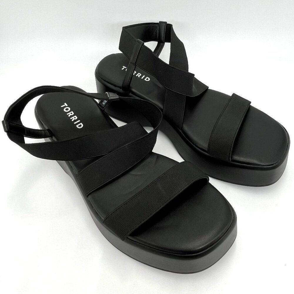 Torrid Black Platform Slip On Sandals - Size 8WW